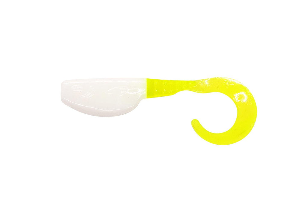 Fin Commander Slab Curly White/Chartreuse 12 pack of bait