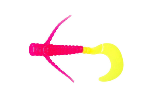 Fin Commander Curly Critter Pink/Chartreuse 12 pack of bait