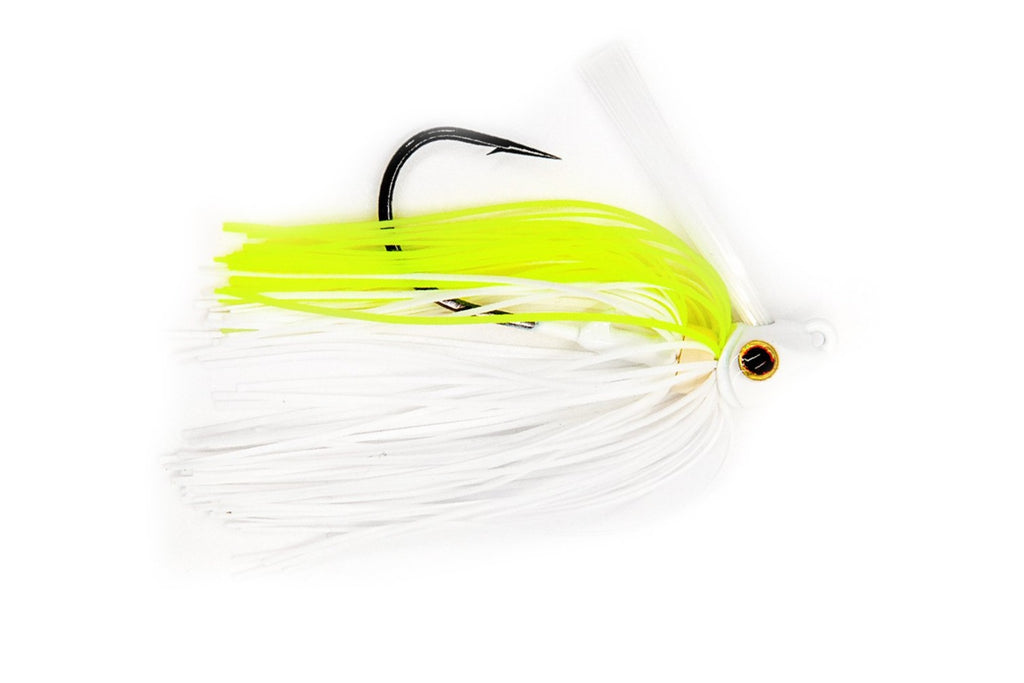 Fin Commander White/Chartreuse Swim Bass Bait  - 3/8